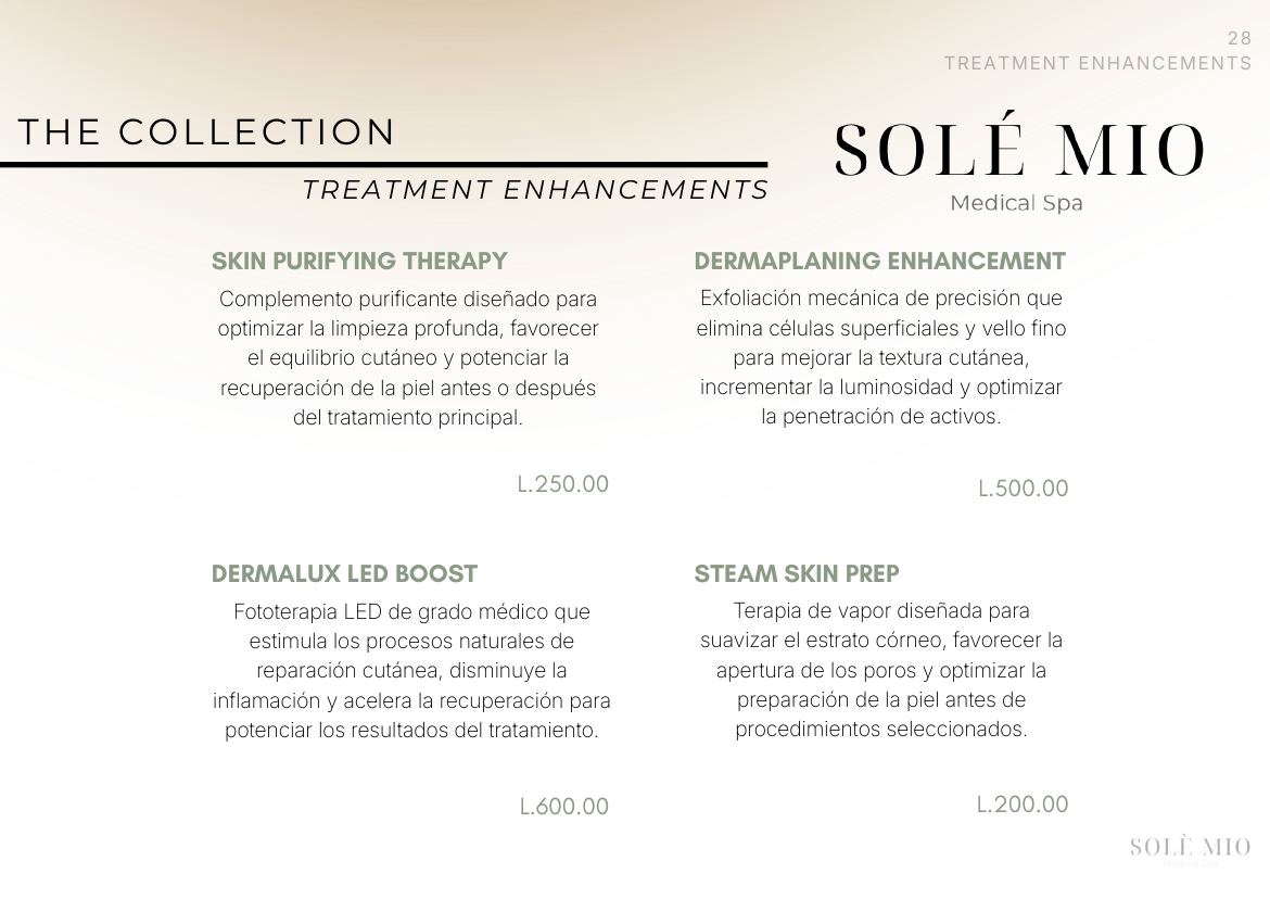 The Solè Mio Treatment Collection, página 28